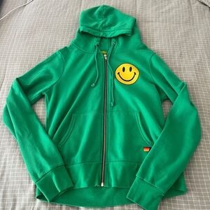 Aviator Nation Smiley Zip Up Hoodie - Kelly Green S